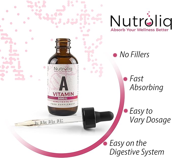 Nutroliq Vitamin A Drops - 5000IU Retinol, Olive Oil & Rosemary - 60ml, Peppermint