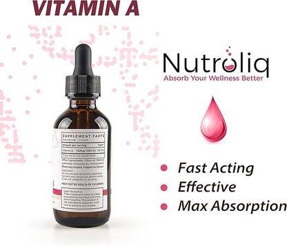 Nutroliq Vitamin A Drops - 5000IU Retinol, Olive Oil & Rosemary - 60ml, Peppermint