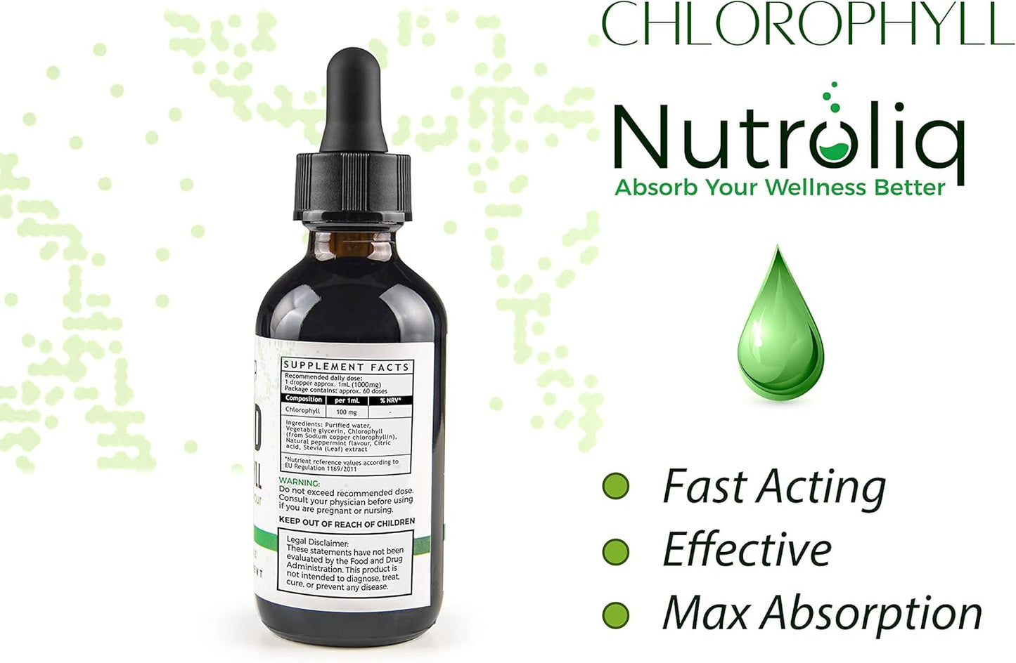 Nutroliq Liquid Chlorophyll Drops for Water 60ml