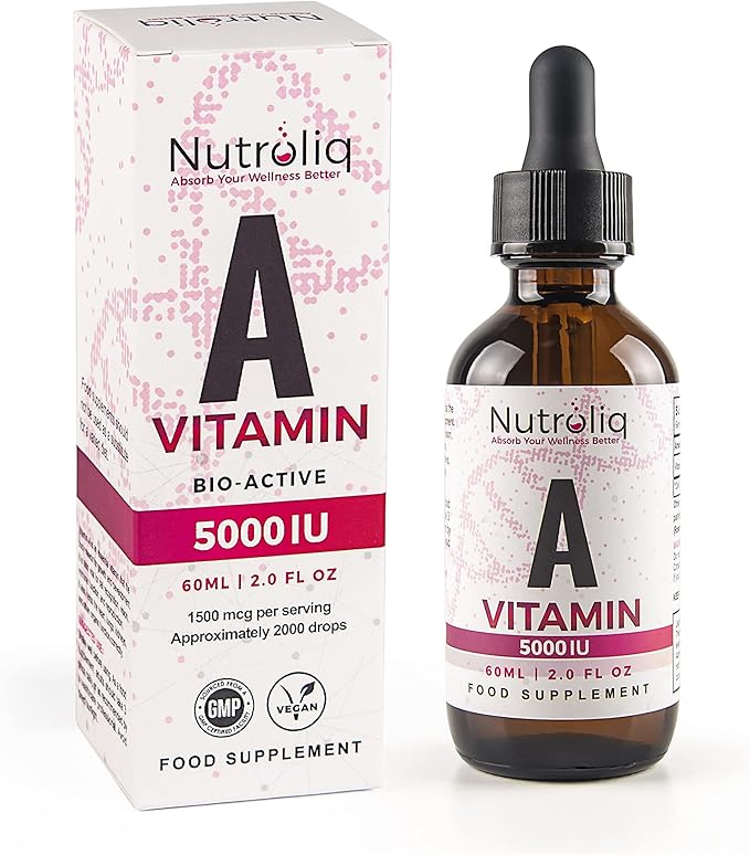 Nutroliq Vitamin A Drops - 5000IU Retinol, Olive Oil & Rosemary - 60ml, Peppermint