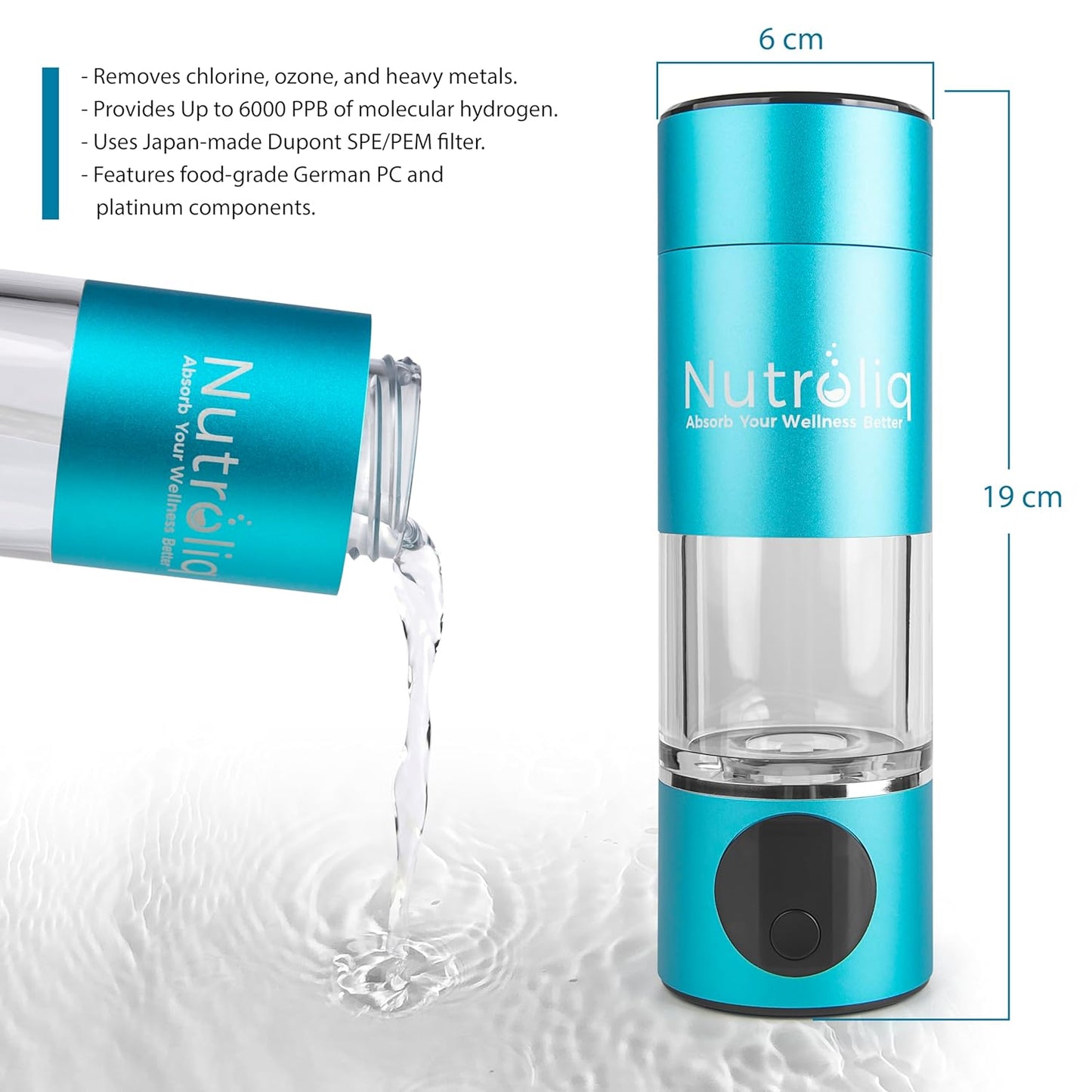 Nutroliq GoHydroPro Hydrogen Water Bottle