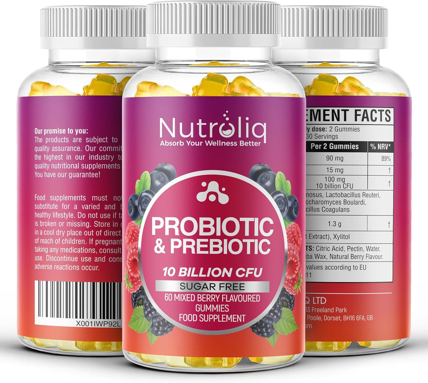 Nutroliq Prebiotic & Probiotic Sugar-Free Gummies